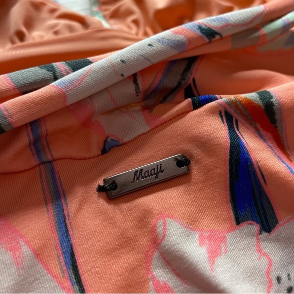 Maaji Plunge Reversible Floral Coral Tie One Piece Swimsuit - Picture 5 of 9